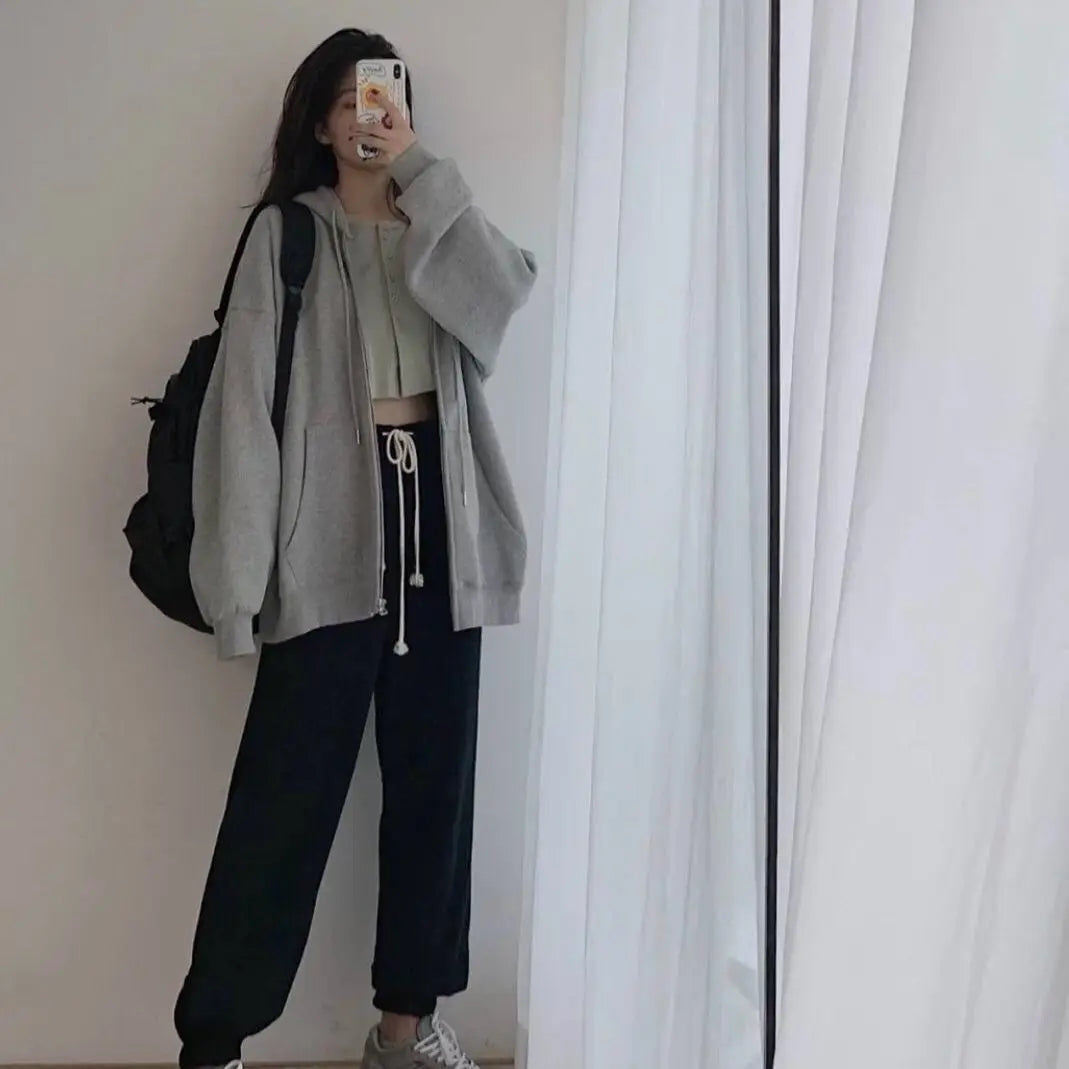 Oversized Fleece Zip-Up Hoodie