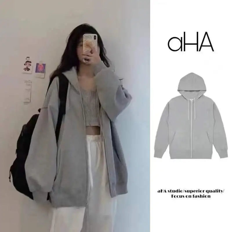 Oversized Fleece Zip-Up Hoodie
