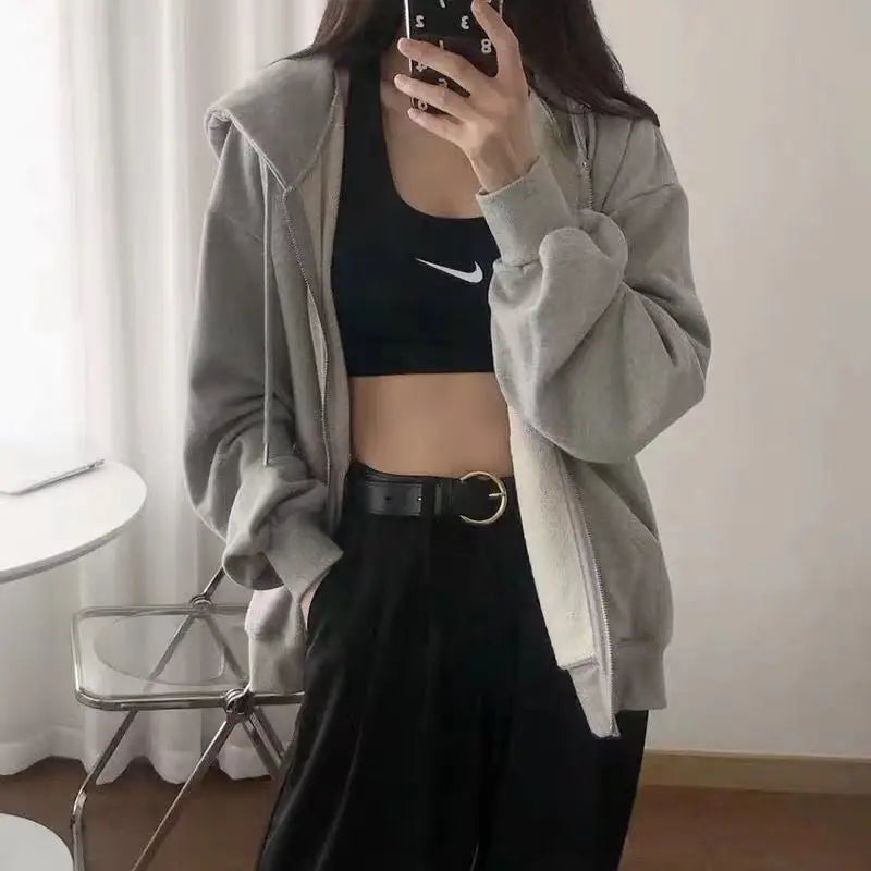 Oversized Fleece Zip-Up Hoodie